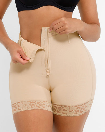 Novelia™ Vysokopásové Zoštíhľujúce Čipkové Šortky so Zipsom