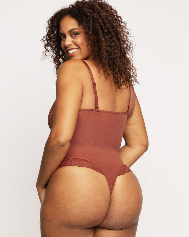 Novelia™ Elegantné Tvarujúce Čipkované Body s V Výstrihom